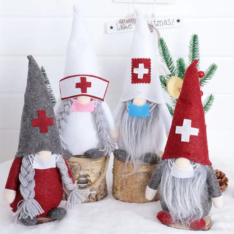 

Рождественская длинная шапка доктор медсестра шведский гном Санта плюшевые игрушки куклы украшения праздничное украшение для дома вечерние НКИ Рождественский подарок