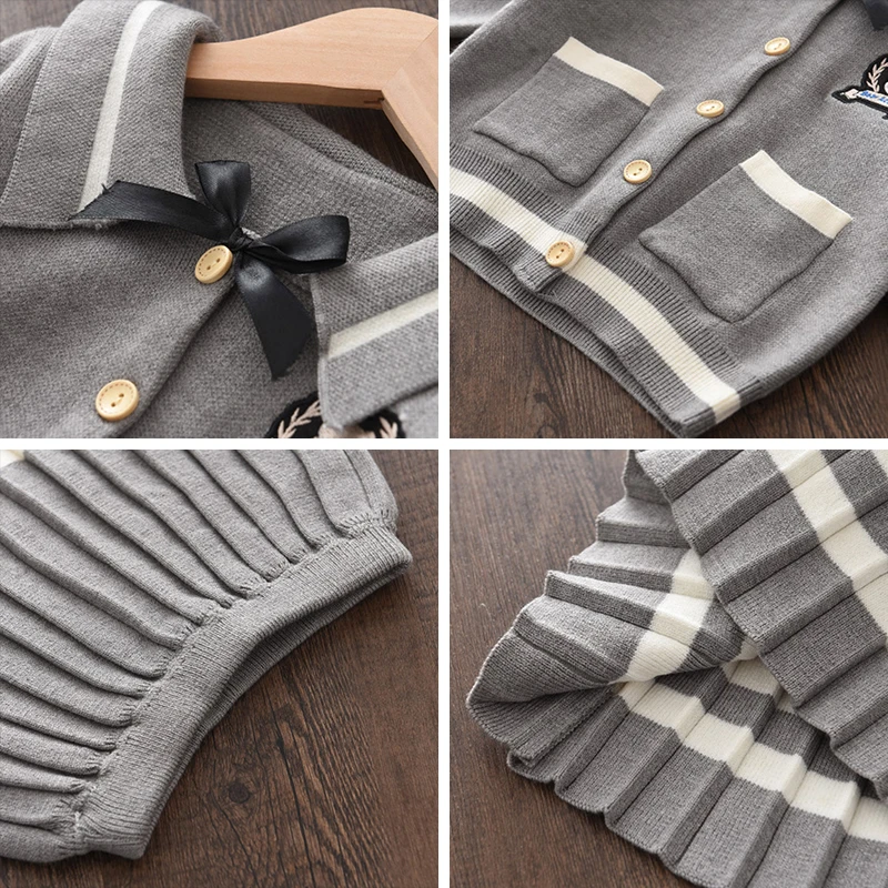 Повседневный вязаный костюм Melario из Свитера и юбки Осень-зима | Детская одежда