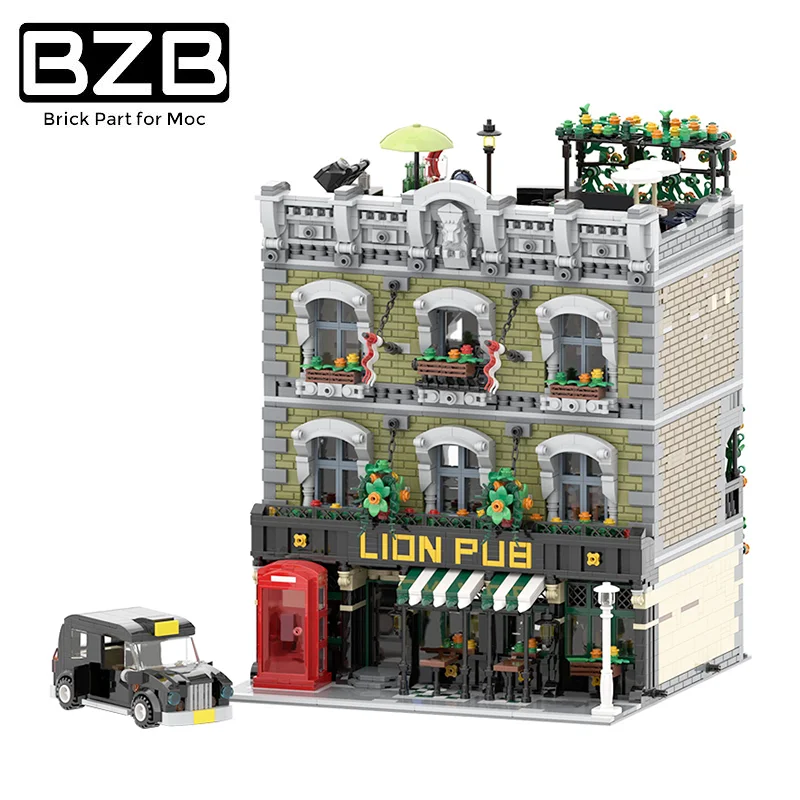 

BZB MOC London Lion Bar Music Coffee Creative City Street View Building Block Model Kids Toys Boys DIY Brick Parts Best Gifts