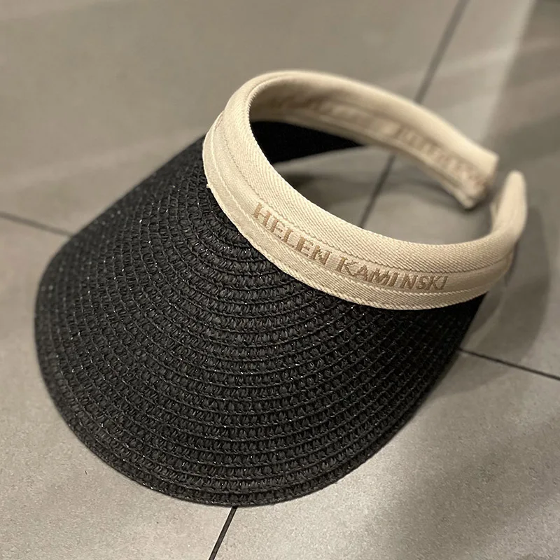 

Straw Duck Tongue Empty Top Hat Female Spring And Summer Beach Vacation Sunscreen Sunshade Topless Headband Sun