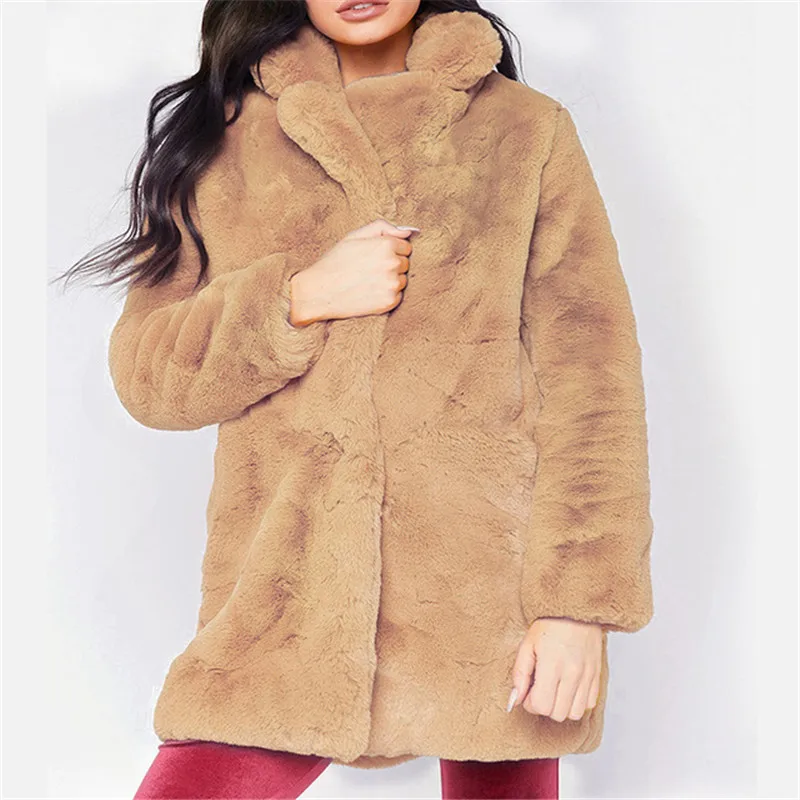 Model B-Camel XIKOI повседневное меховое пальто из искусственного меха Женское пальто из искусственного меха женское короткое пальто зимняя одежда Вечерние пальто из черного меха - Цвет: Model B-Camel