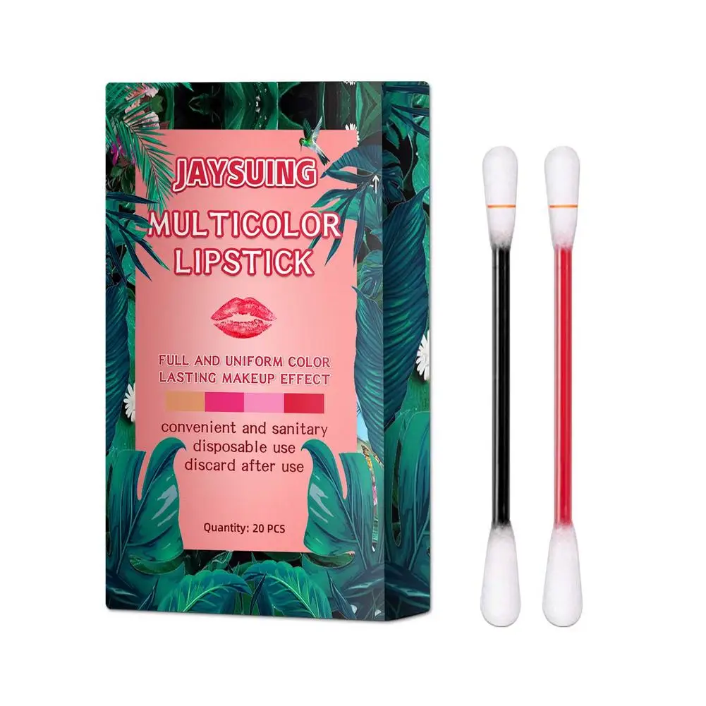 

20pcs/box Women's Long Lasting Lip Gloss Cotton Swabs Matte Lipstick Cotton Swabs Portable Creative Non-fading Lip Glaze