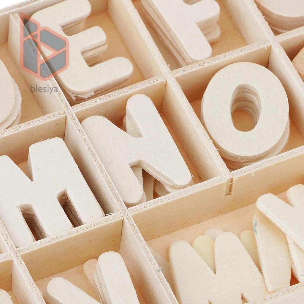 

52Pcs Wooden English Lowercase Capital Letter Plates Arts Crafts DIY Decoration Kids Educational Toys for Children Gift