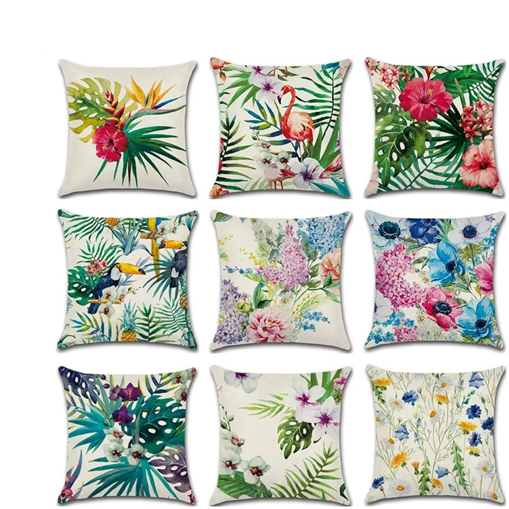 

2021 Fashion Tropical Plants Pillow Case Polyester Decorative Pillowcases Green Leaves Throw Pillow Case Party Home Decoration