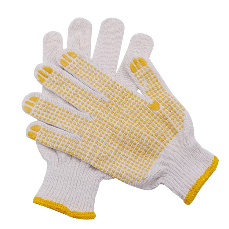 Перчатки мужские износостойкие дышащие митенки из ПВХ в горошек не скользят для