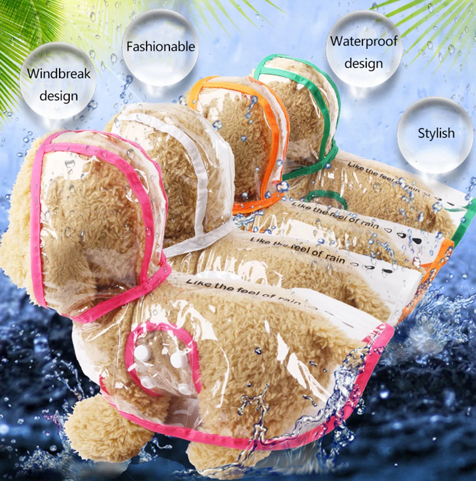 Водонепроницаемая куртка для домашних питомцев прозрачный дождевик собак