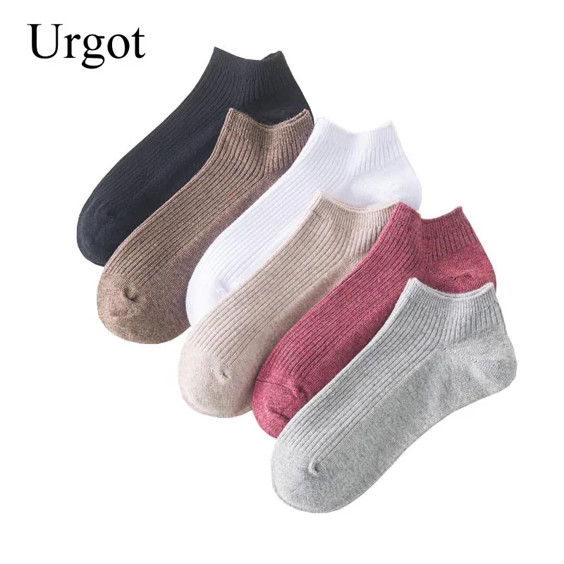 

Urgot 5 Pairs Pure Cotton Women's Boat Socks Womens Anti-Pilling Deodorant Comfort Solid Color Ankle Socks Girl Meias Calcetines