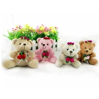 1pcs mini bear plush toys small pendant creative cute wedding soft stuffed bears toy diy cartoon bouquet doll wholesale hot 10cm