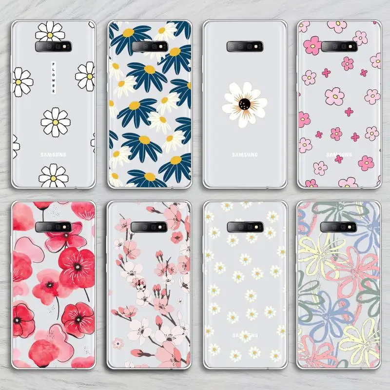 

Cute cartoon daisy flower Phone Case Transparent For Samsung Galaxy A S 8 9 10 12 20 21 40 50 52 51 70 71 2019 fe 5g ultra plus