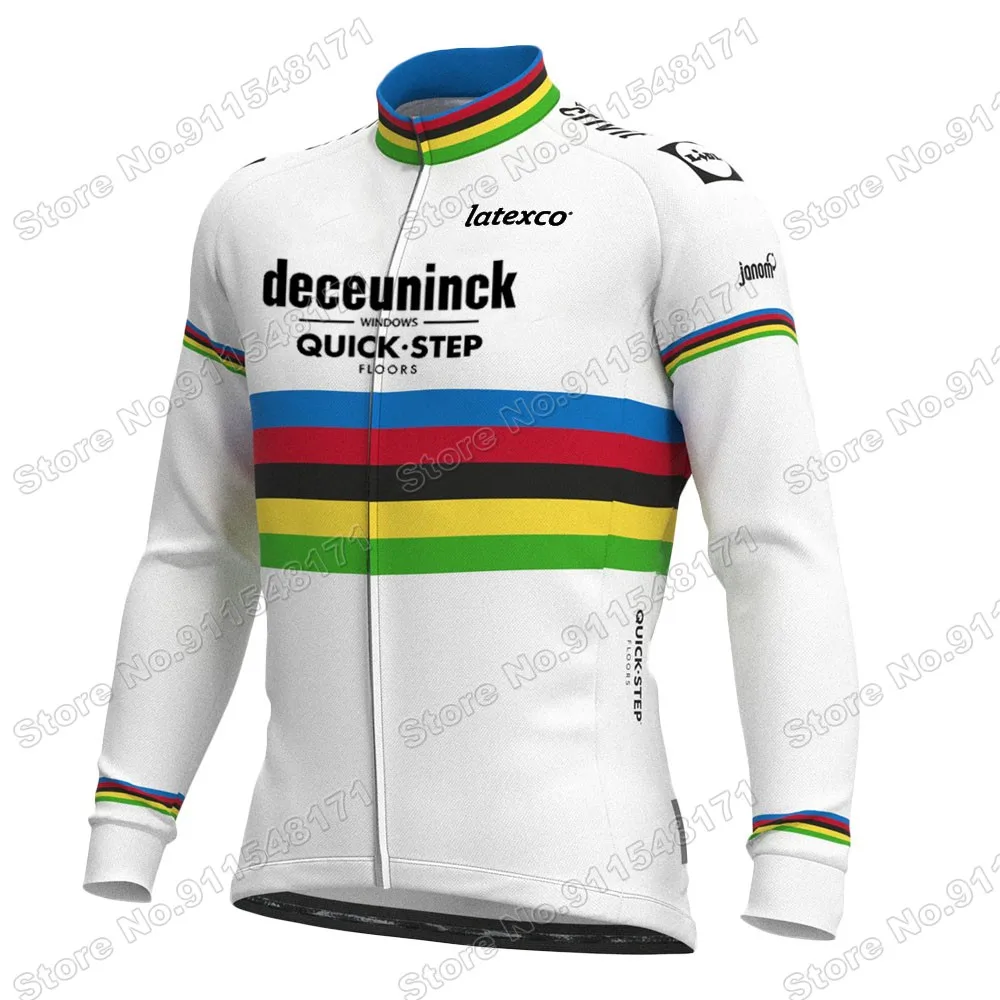 

Quick Step 2021 Champion Team Mens Cycling Jersey Long Sleeve Clothing Race Road Bike Shirts Bicycle Tops MTB Uniform Maillot