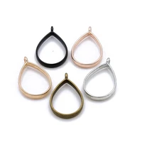 6pcs small size 3318mm 5 color alloy jewelry accessories core drop charm hollow glue blank pendant tray bezel