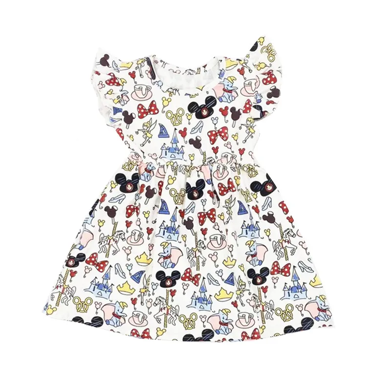 Kids Princess Dresses for Girls Cartoon Milk Slik Flutter Sleeve Elsa Dress Boutique Frock Toddler Party Costume | Детская одежда и
