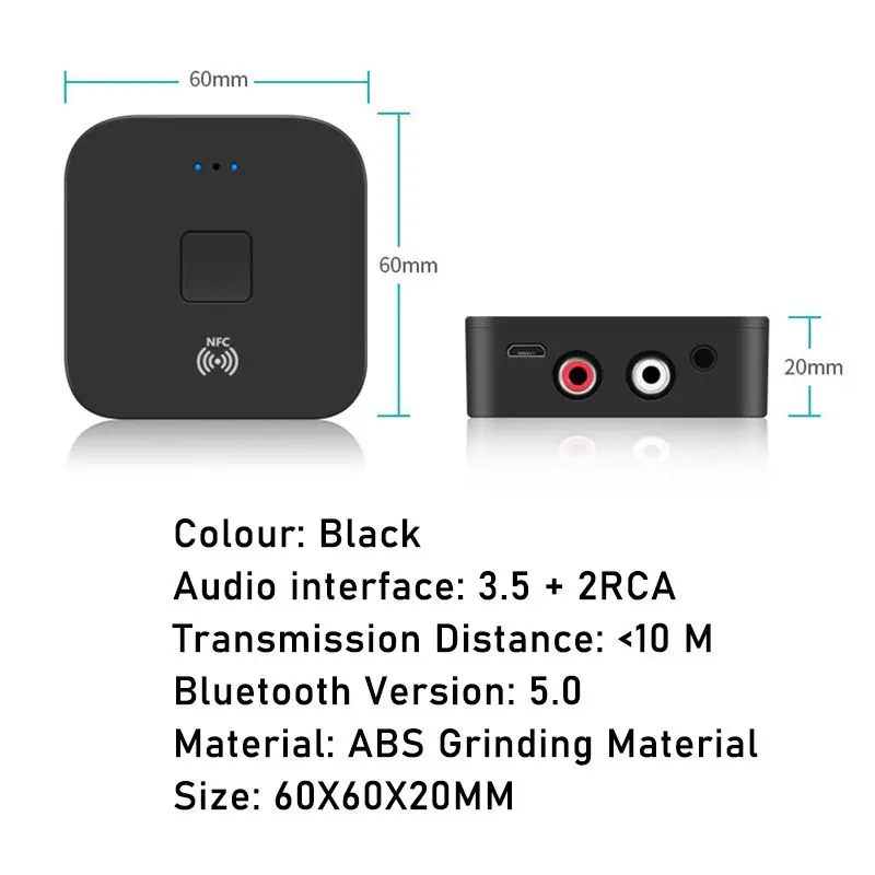 Bluetooth 5.0 Receiver 3.5mm AUX RCA Jack NFC Hifi Wireless Adapter & Microphone Handsfree Call Car Audio | Электроника