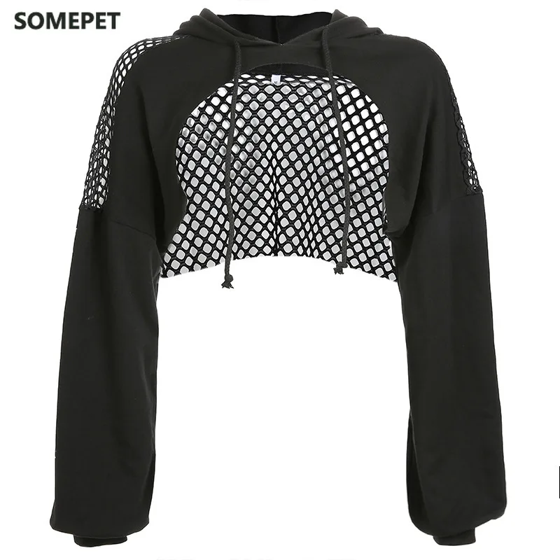 

2021 Black Crop Top Sweatshirt Long Sleeve Women Hoodies Hooded Streetwear Harajuku Hoodie Kpop Hoody