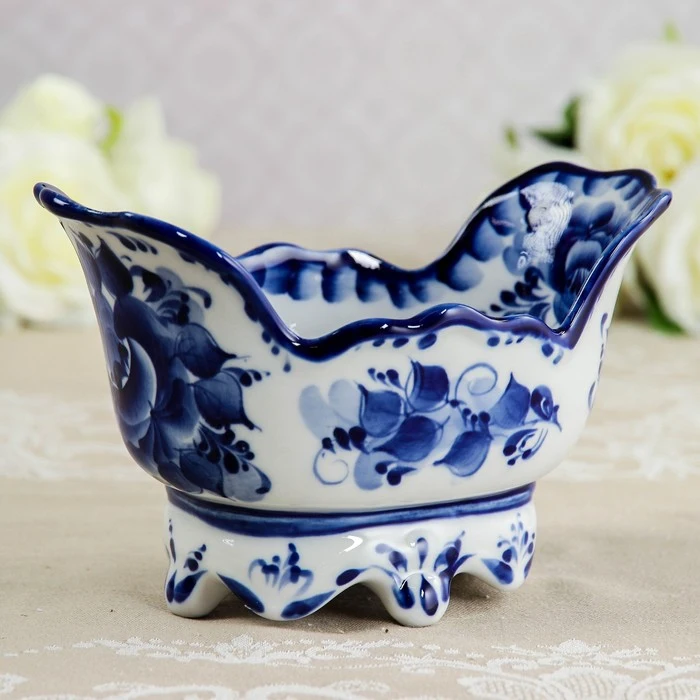 Конфетница Ладья 19×11×12 см гжель 3462998 | Дом и сад