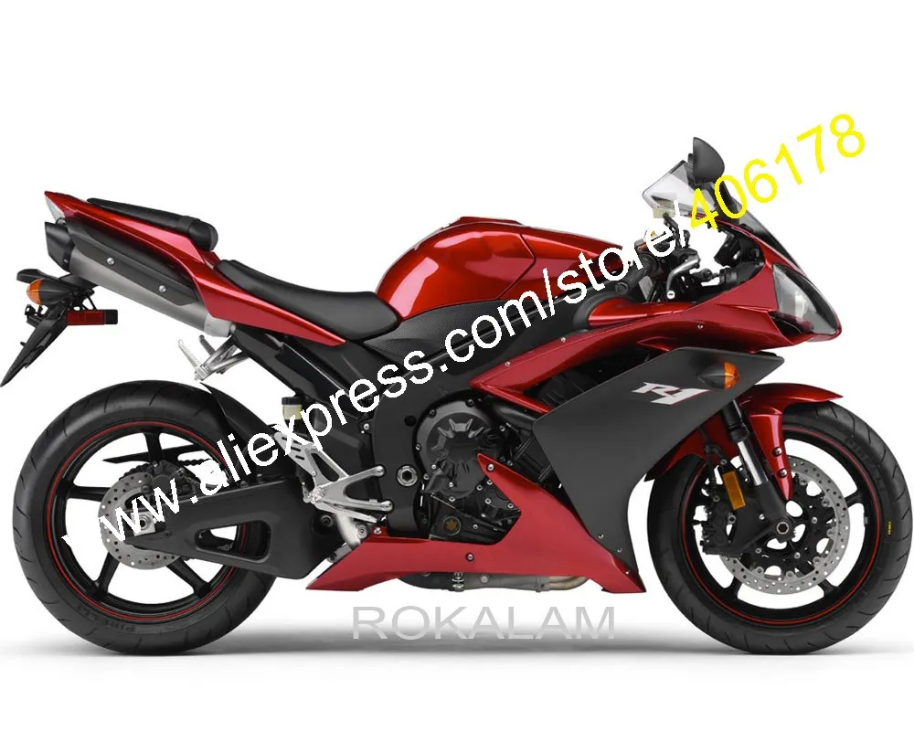 YZFR1 07 08 Обтекатели для Боди Yamaha YZF R1 2007 2008 красный черный мотоциклетный обтекатель