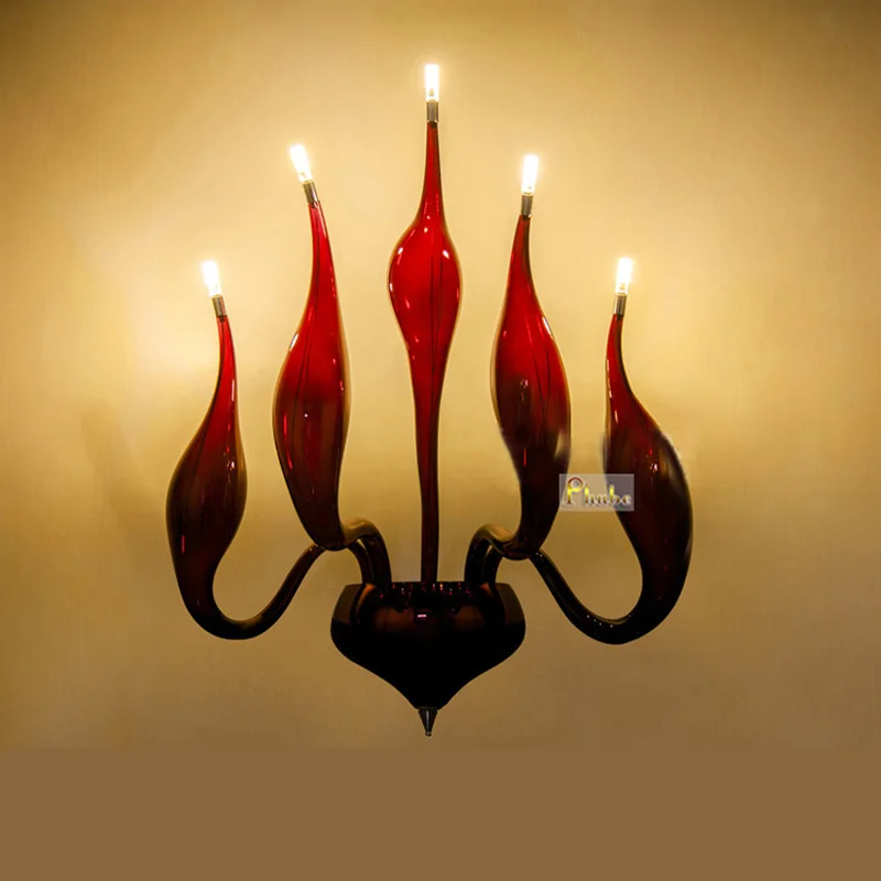 

Italian Modern Swan Wall Lamp Wall Light Blown glass Wall lamp Sconce (5 Head ,18 Kinds of Color) +Free shipping!
