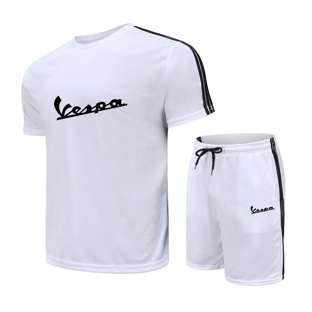 

Костюм VESPA мужской с принтом логотипа, короткий рукав и спортивные шорты, Повседневный дышащий Удобный костюм, M6, лето