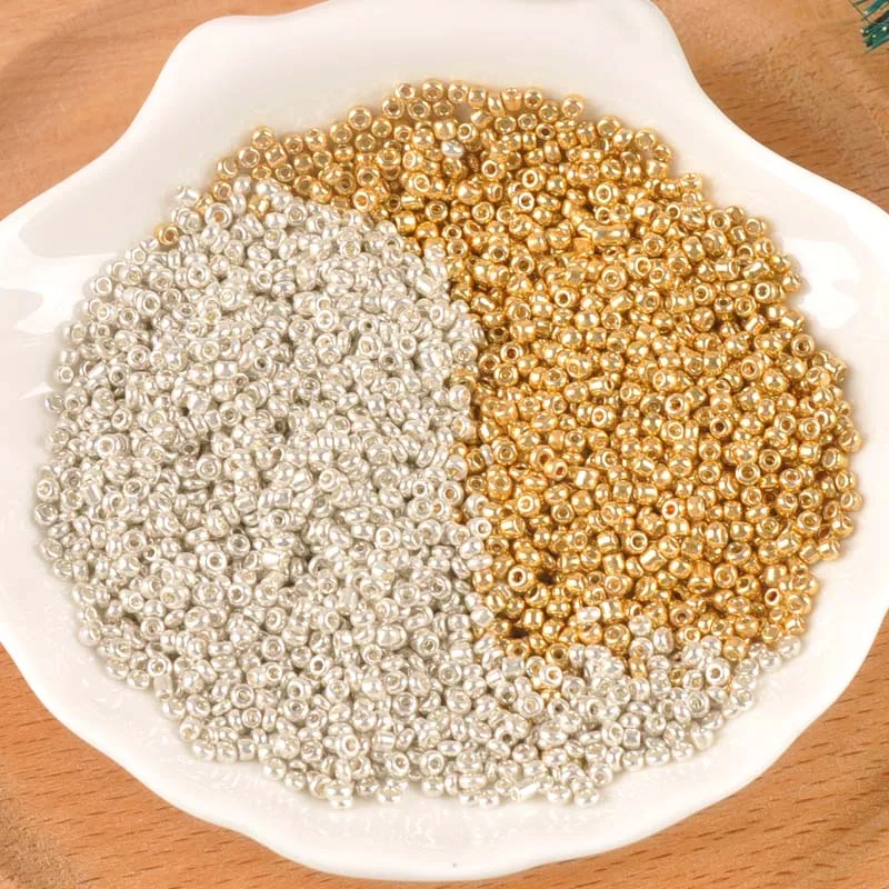 2/3 мм золотые и Серебристые бусины из чешского стекла для изготовления ювелирных