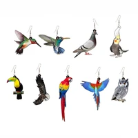 acrylic laser cut hummingbird pigeon eagle owl parrot earrings for women persolized bird jewelry earrings accessories for girls