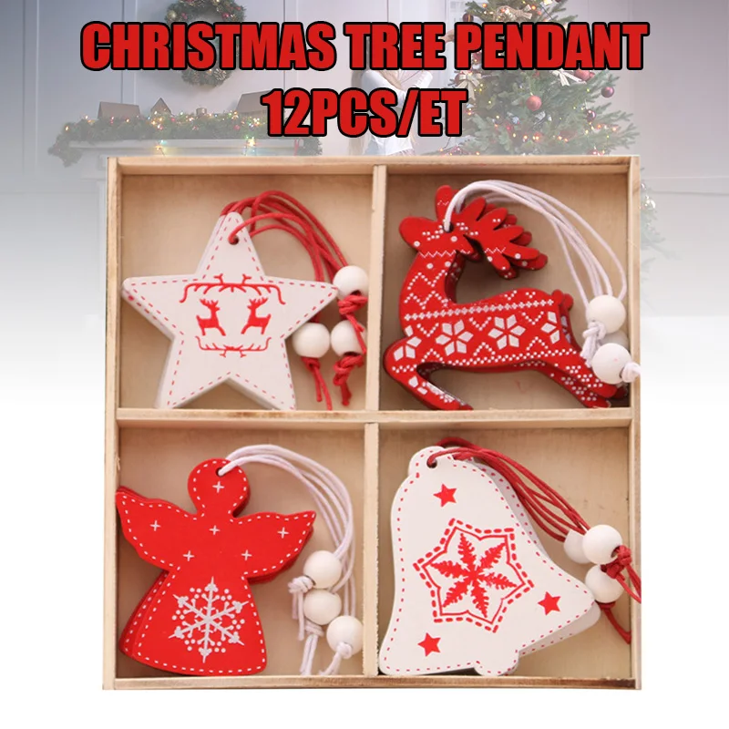 Новые 12 шт деревянные подвесные украшения Подвески Украшения для рождественской
