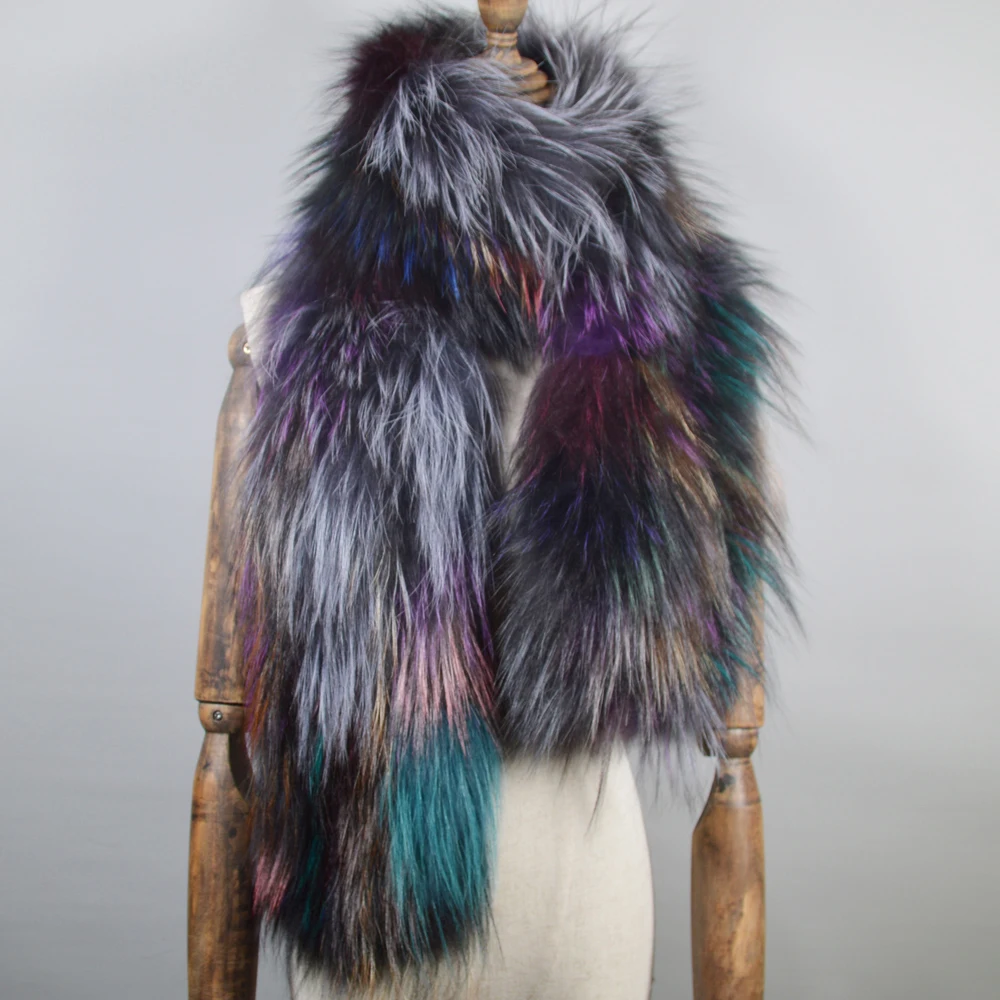 Outdoor Long Style Women Real Fox Fur Scarf Winter Warm Soft Knit Shawl Good Quality Natural Ring Scarves |