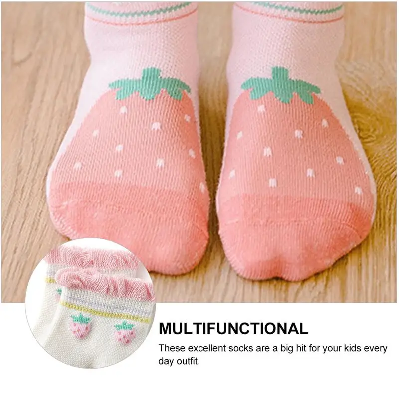 

5Pairs Spring Summer Kids Socks Breathable Mesh Socks Cartoon Soft Socks