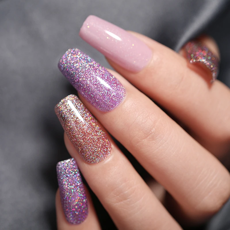 LEMOOC 8 мл блестками пайетками Гель-лак для ногтей! Полупостоянная фиолетовый