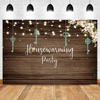 housewarming party banner backdrop string light flower wooden photo background moving house celebration decoration backdrops