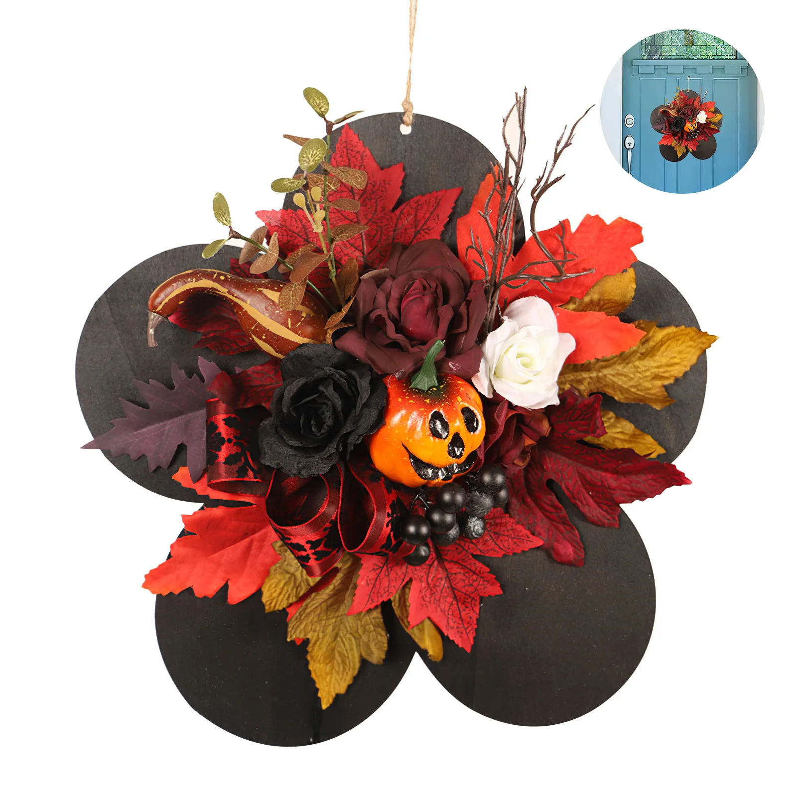 

Красивый орнамент, подвесная дверь в виде тыквы, цветка, тыквы, Хэллоуин, Осенний венок, Рождественский праздник, домашний Настенный декор д...
