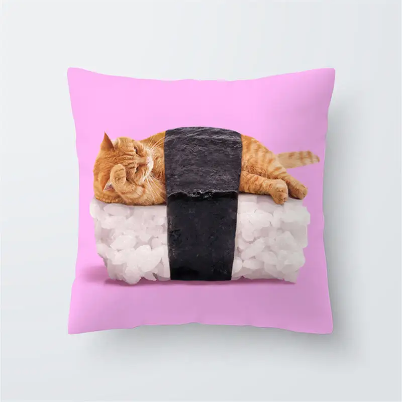 Красочная наволочка с изображением животного слона жирафа кошки океана пейзажа