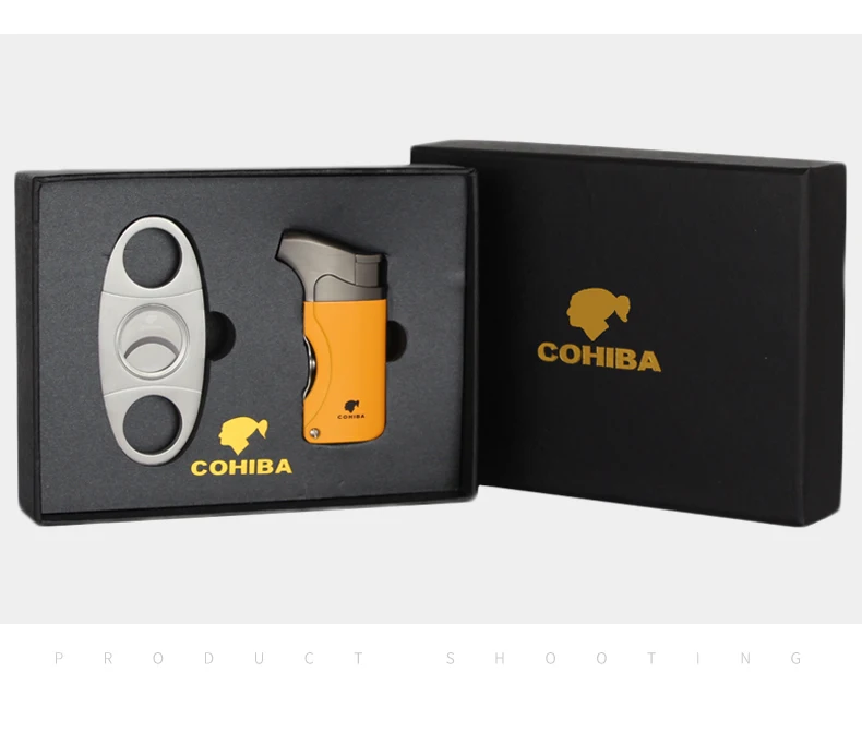 COHIBA зажигалка резак аксессуары набор газовые зажигалки острый сигарный нож набор с подарочной коробкой