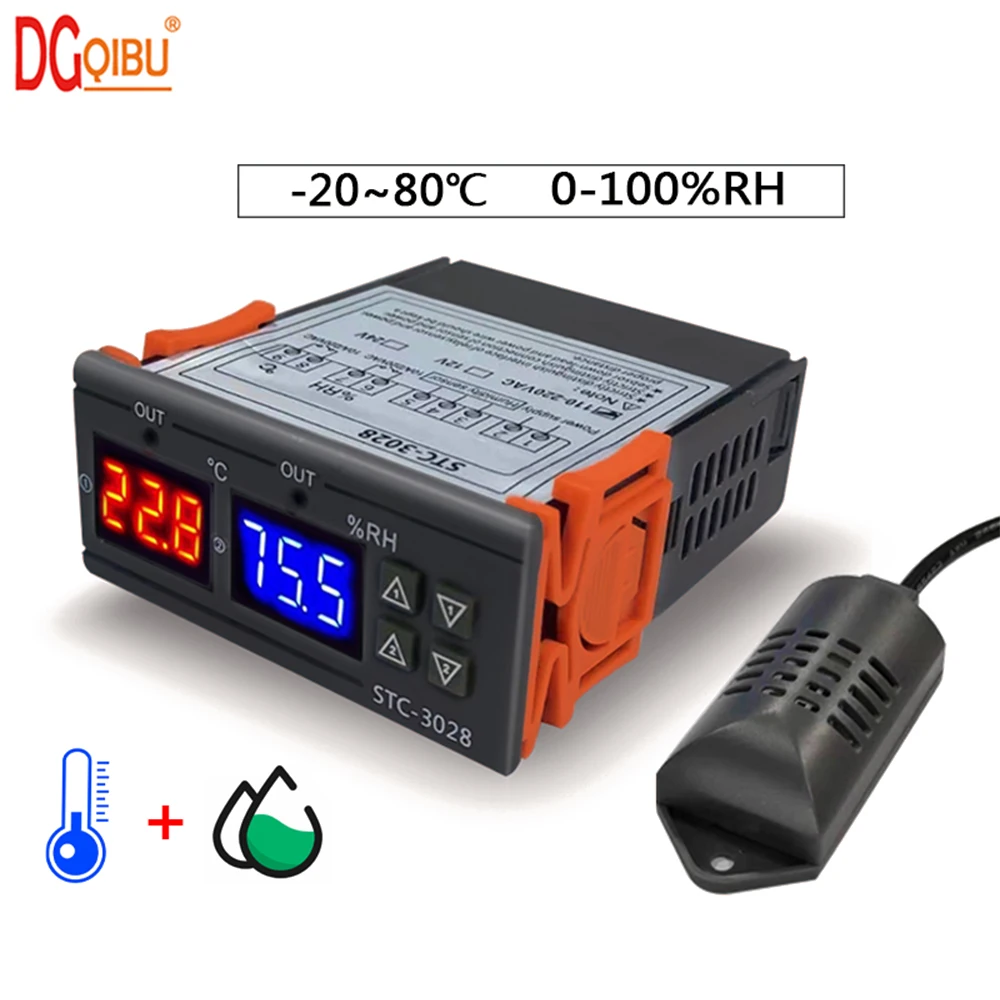 Цифровой измеритель температуры и влажности термостат с двойным дисплеем 12 В/24