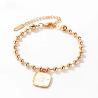 megin d stainless steel titanium rose gold plated beads square vintage bangle wrist band chains bracelet for women gift jewelry