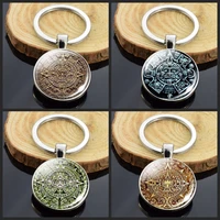 mayan aztec calendar keychain double sided glass cabochon mexican calendar keyring key chain jewelry gift