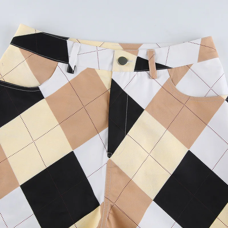 

Casual High Waist Argyle Plaid Pants Women Y2K Fashion 2021 Checkered Long Trousers Female Straight Pants Pantalones Mujer