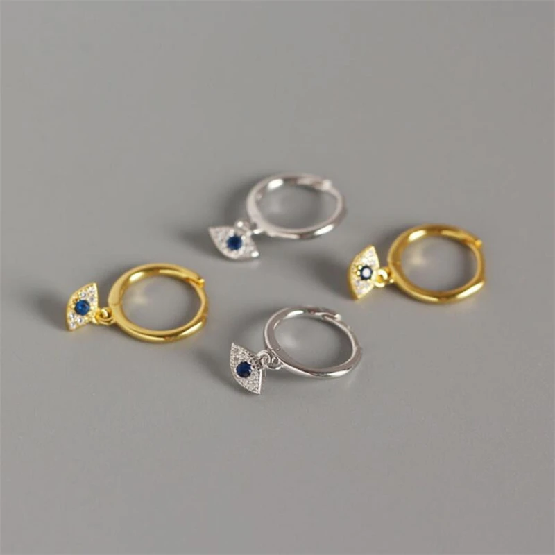 

Новое поступление, Сережки "злые глаза", 100% 925 пробы, серебряные, мини циркониевые, голубые глаза, подвеска, маленькие серьги-гвоздики для жен...