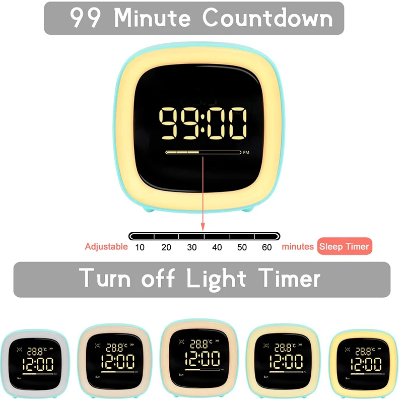 

Cut Digital Alarm Clock Cartoon Night Light Desk Alarm Clock Rechargeable Battery, Christmas gift for Kids