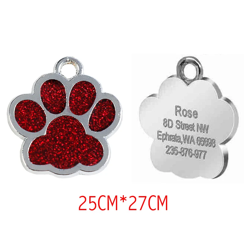 27x25mm Red Персонализированные индивидуальные собаки ID тег гравировка металла Pet Cat имя метки ошейник аксессуары кулон табличка блеск брелок - Цвет: 27x25mm Red