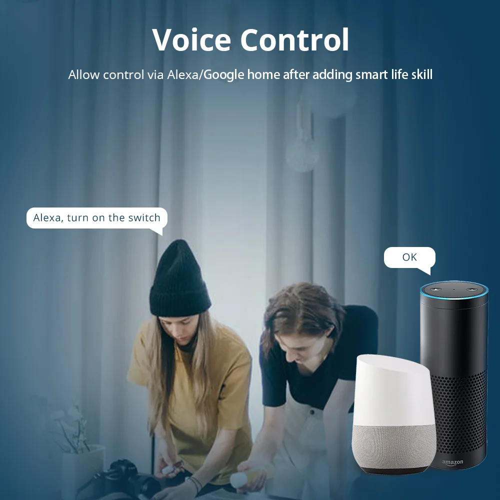 Настенный WiFi выключатель для умного дома с возможностью голосового управления