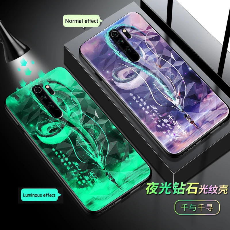 

3d Diamond pattern Luminous Case For Redmi Note 9 8 7 K30 Pro 8 8A 9 9A shockproof Cover For Xiaomi Mi 10 9 10T Pro Phone case