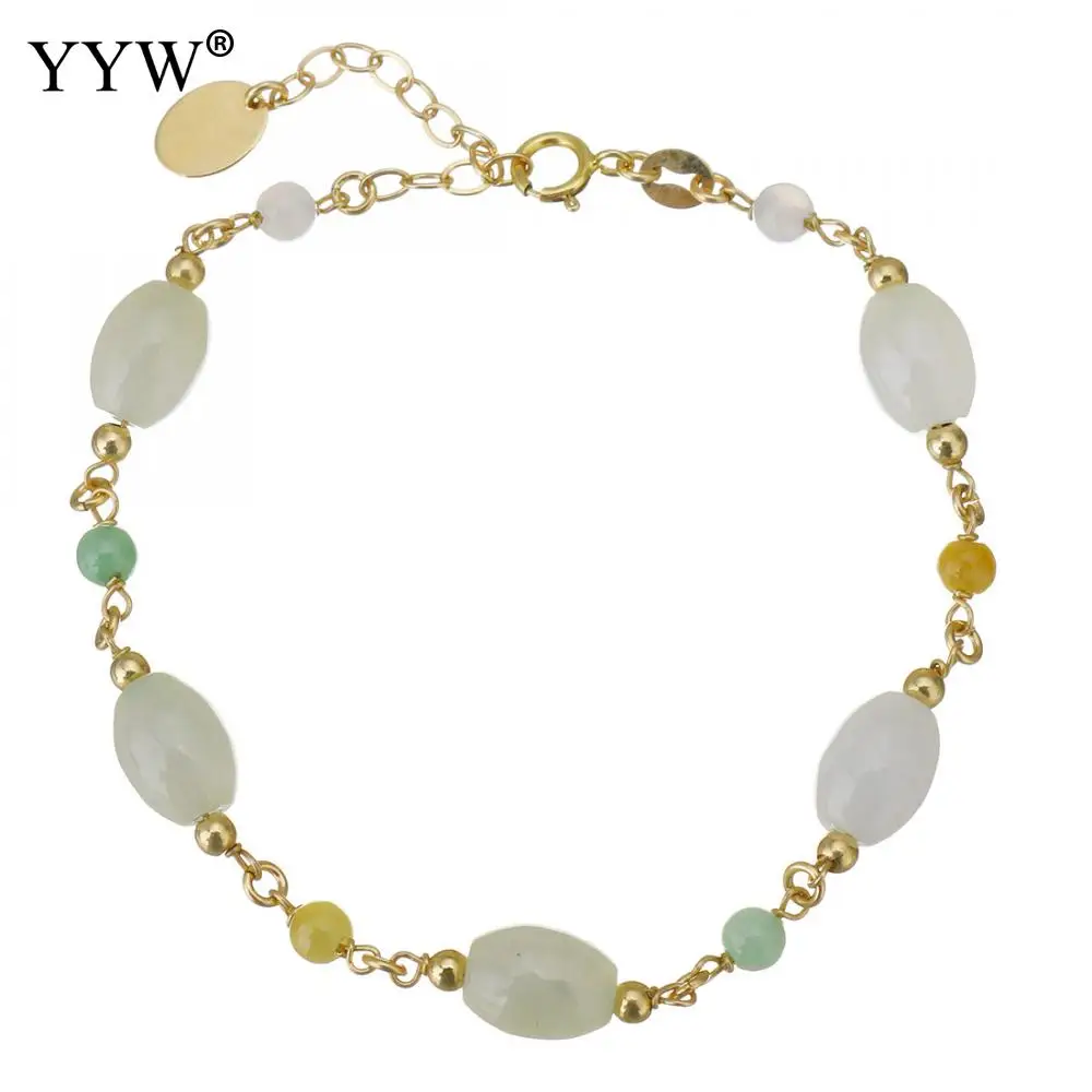 

Natural Jadeite Bracelet Women China Retro Style High Quality Copper Clad Gold Bracelet Gift For Friend Length:Approx 6 Inch