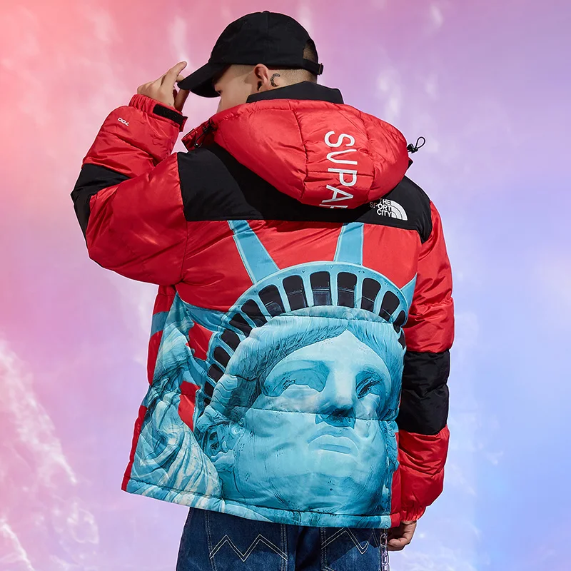 

Men's Cotton Padded Jackets Men Women Unisex Winter Fashion Soft Shell Hooded Warm Jacket Casual Cartoon Street Wear Jacket Men