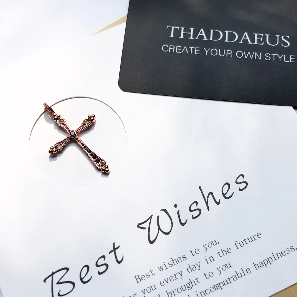 Pendant Royalty Cross, Spring Fashion Bohemia Jewelry Thomas Style Bijoux Necklace Rose Gold Color Gift For Ts Soul Woman