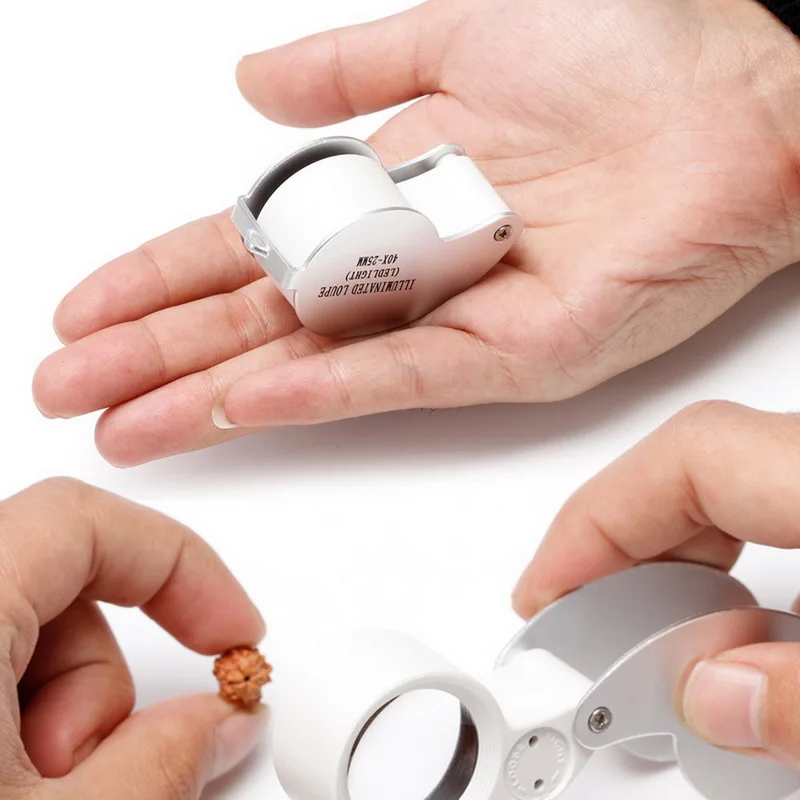 40X Портативный складной лупа с подсветкой увеличительное стекло светодиодный