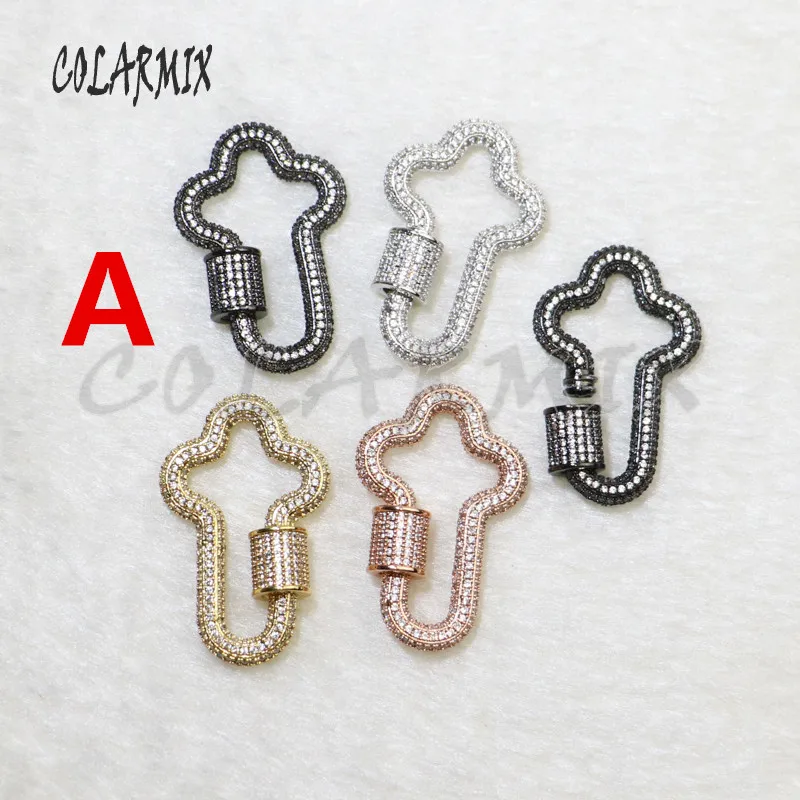 Подвеска с крестом из циркония 4 шт. спиральная застежка винтом ювелирный