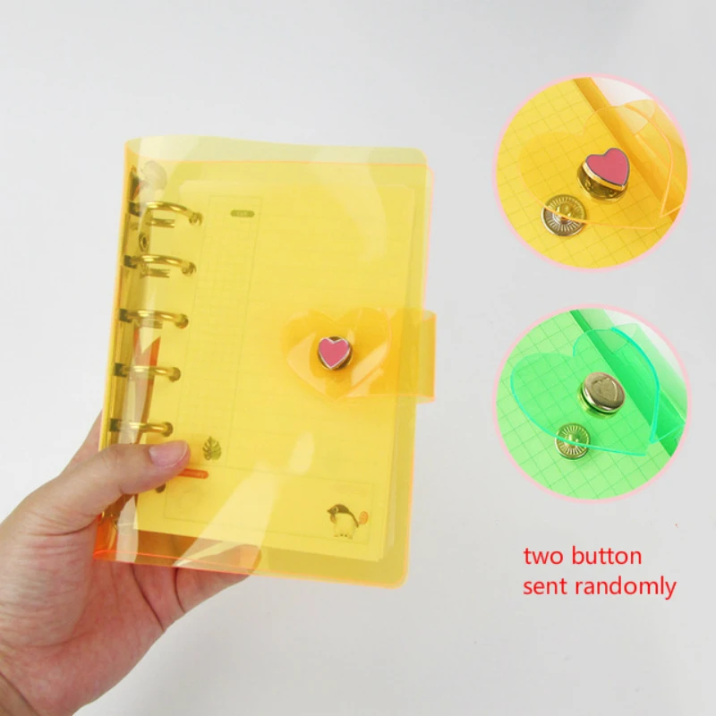 

A5 A6 A7 Binder Loose-Leaf Notebook School Office Planner Kawaii Stationery Laser Cover Diary Notebook PVC Button Gifts Glitter