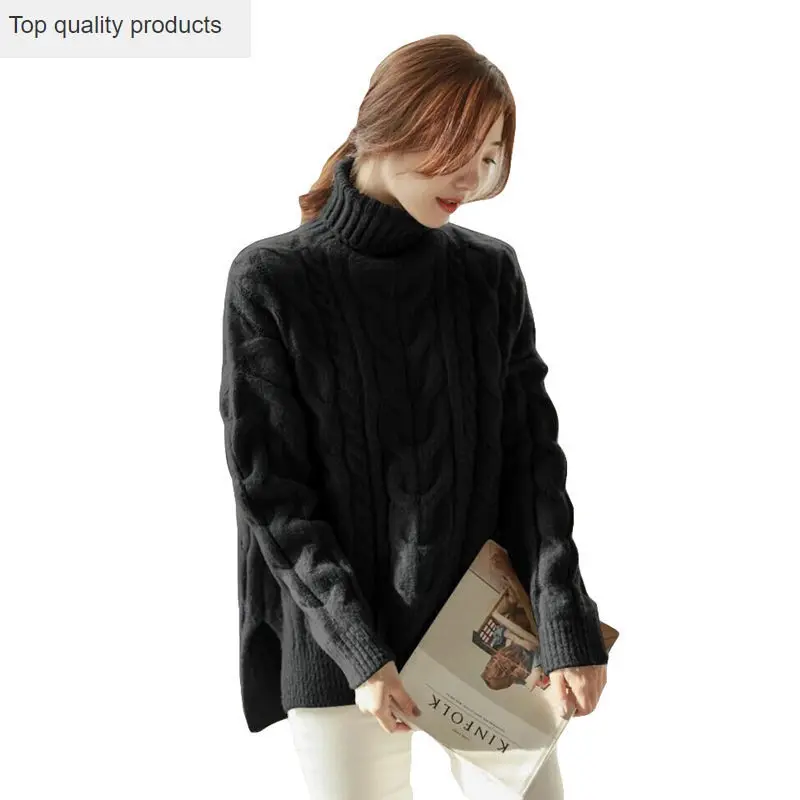 Весенне-осенний женский рваный свитер Свободный Повседневный пуловер с высоким