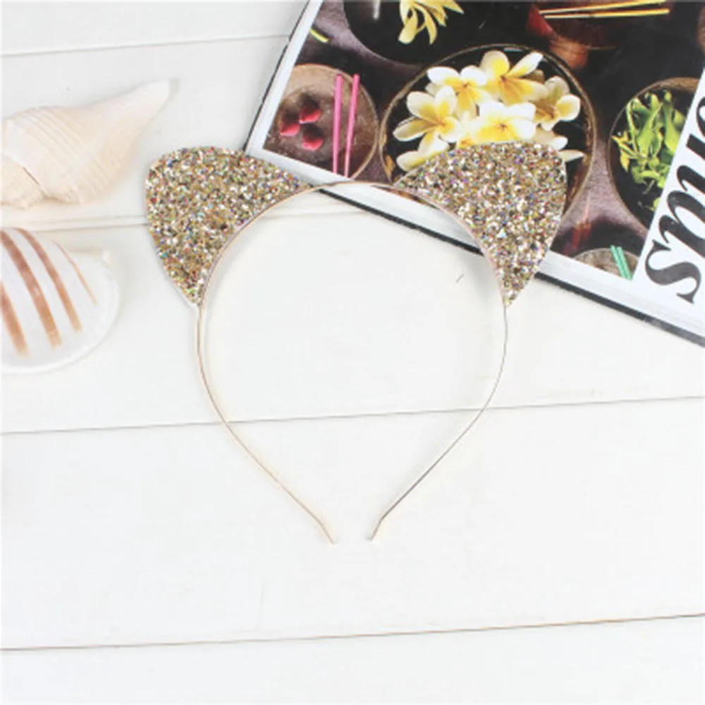 

1pcs Cute Shiny Sequins Cat Ears Headband For Girl Cat Ears Hairband Kid Hair Accessories For Women Cartoon Headband