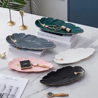 nordic ceramic plate fashion creative leaf storage tray long plate tableware household kitchen sushi snack plate dinnerware